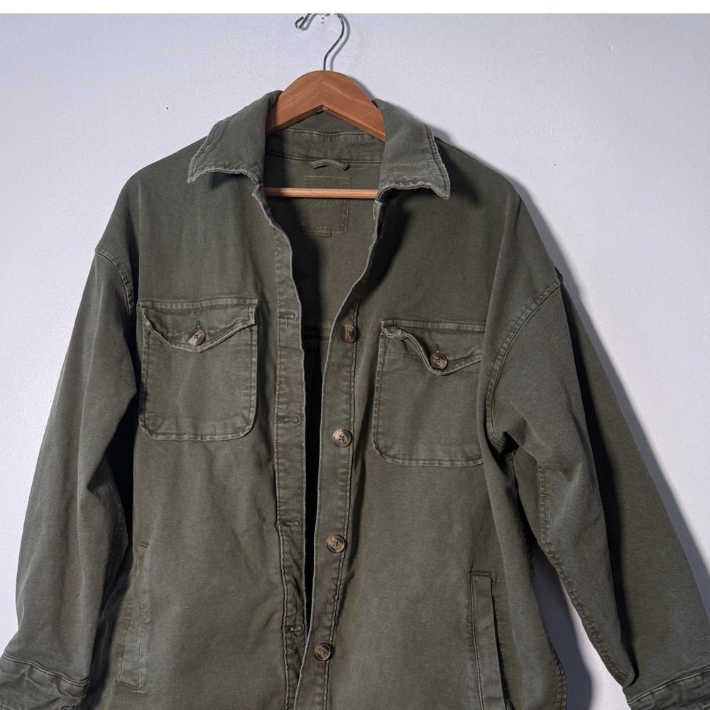 Aerie Shirt Jacket Womens Medium Olive Green Utility Shacket Canvas